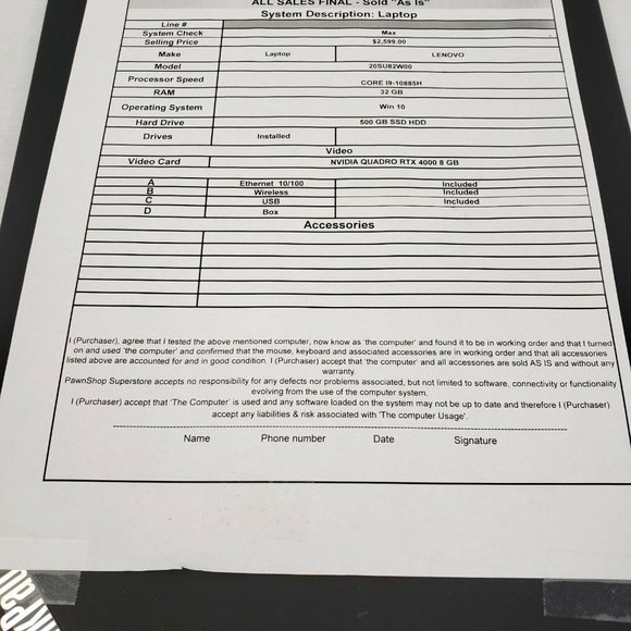 (I-29460) Lenovo 20SUS80W00 Laptop - Picture 9 of 10